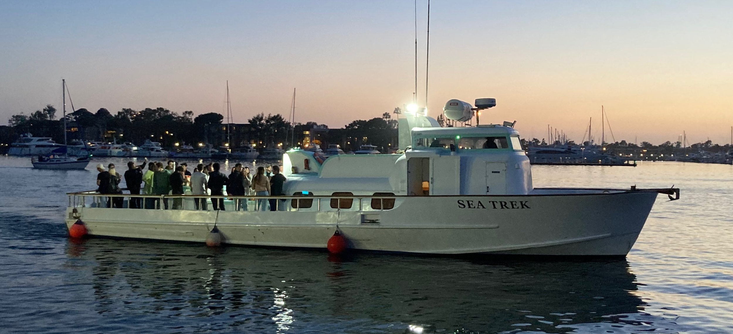 Guests celebrating aboard Sea Trek during a private Marina del Rey charter